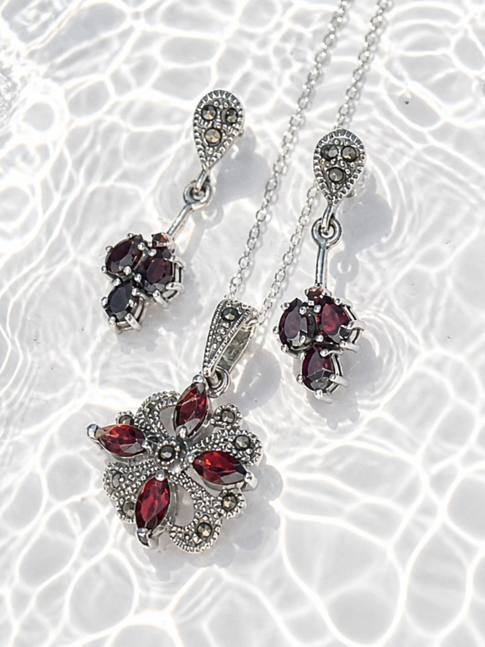 Garnet Necklace & Earring Set!